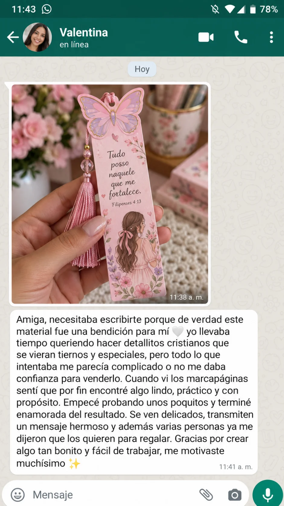 Valentina comparte su experiencia preparando detalles cristianos